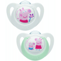 Πιπίλες Nuk® Star Peppa Pig μέγεθος 2 (6-18M) με θήκη, σετ των 2