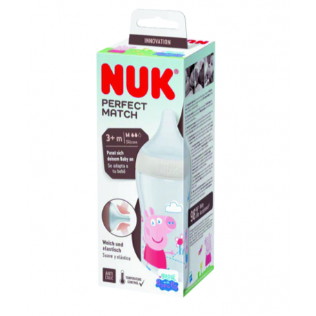 Μπιμπερό Nuk® Perfect Match M με δείκτη ελέγχου θερμοκρασίας Peppa Pig 260ml 3m+