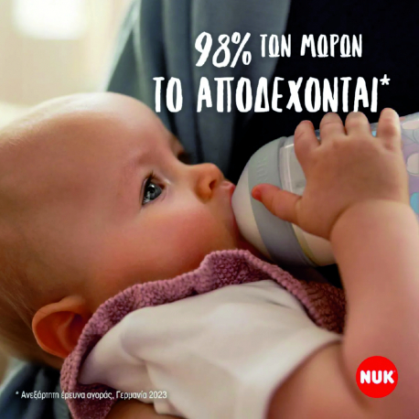 Μπιμπερό γυάλινο Nuk® Perfect Match Rainbow με δείκτη θερμοκρασίας 120ml 0m+