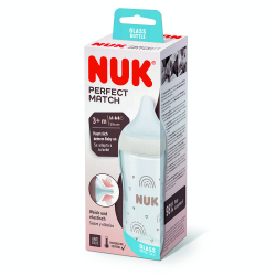 Μπιμπερό γυάλινο Nuk® Perfect Match M με δείκτη ελέγχου θερμοκρασίας 230 ml 3m+