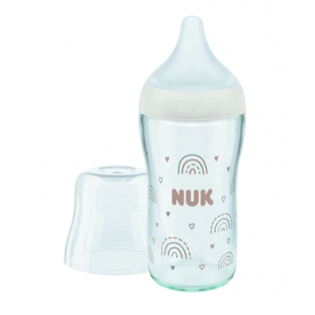 Μπιμπερό γυάλινο Nuk® Perfect Match Rainbow με δείκτη θερμοκρασίας 230ml 3m+
