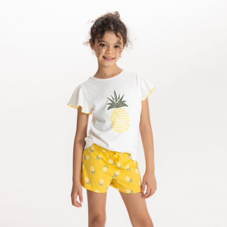 Okaidi Pyjama short motif ananas jaune Fille