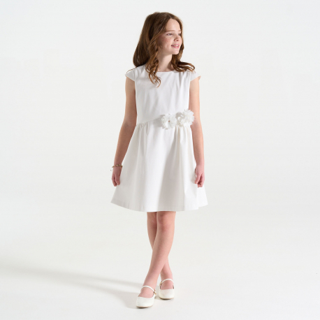 Okaidi Robe chic uni fleurs en detail blanc Fille