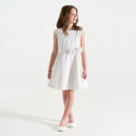 Okaidi Robe chic uni fleurs en detail blanc Fille