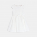 Okaidi Robe chic uni fleurs en detail blanc Fille