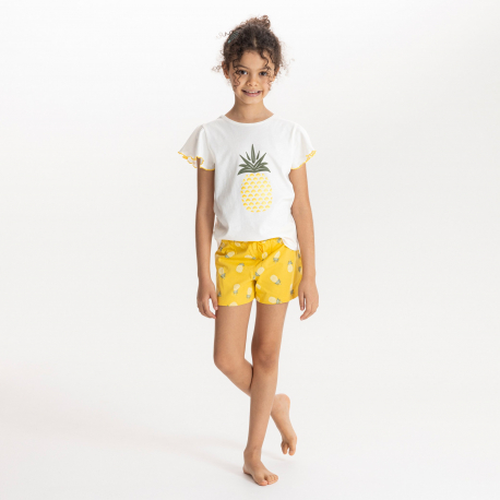 Okaidi Pyjama short motif ananas jaune Fille