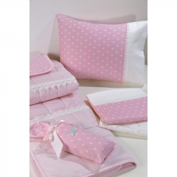 Σεντόνια DOWN TOWN BABY Star White - Pink 125 x 175 cm σετ των 3