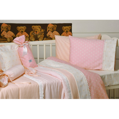 Σεντόνια DOWN TOWN BABY Star White - Pink 125 x 175 cm σετ των 3