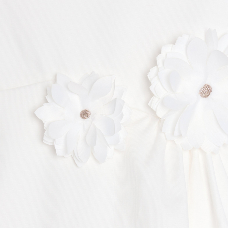 Okaidi Robe chic uni fleurs en detail blanc Fille