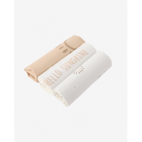 Πάνες βαμβακερής μουσελίνας Minene Μπεζ σετ των 3