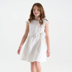 Okaidi Robe chic uni fleurs en detail blanc Fille