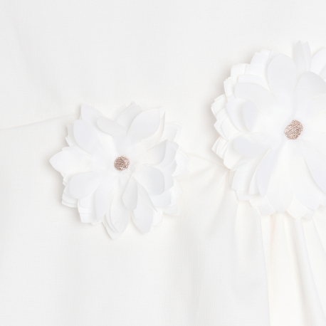Okaidi Robe chic uni fleurs en detail blanc Fille