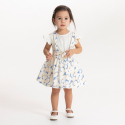Obaibi Ensemble jupe fleurie a bretelles et t-shirt blanc bebe fille