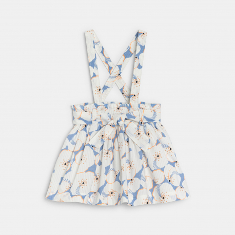Obaibi Ensemble jupe fleurie a bretelles et t-shirt blanc bebe fille