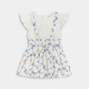 Obaibi Ensemble jupe fleurie a bretelles et t-shirt blanc bebe fille
