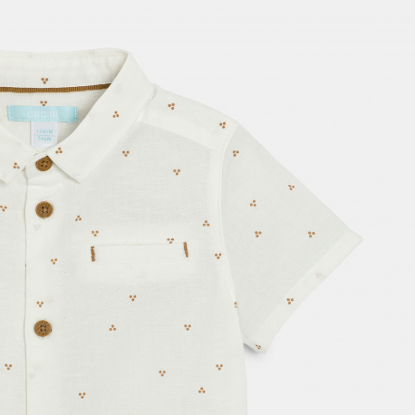 Obaibi Chemise manches courtes imprimee blanc bebe garcon