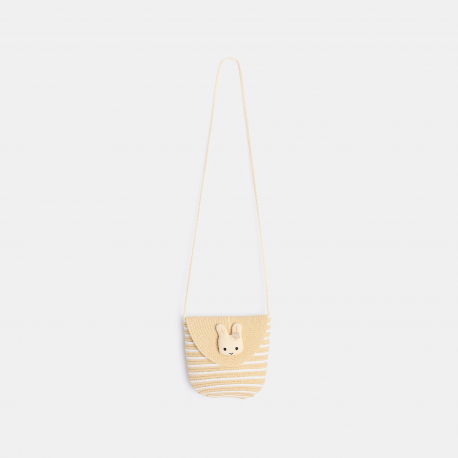 Obaibi Sac a bandouliere tresse lapin beige fille