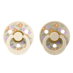Πιπίλες Bibs® x Liberty Strawberries & Cream Ivory Στρογγυλή No2, σετ των 2