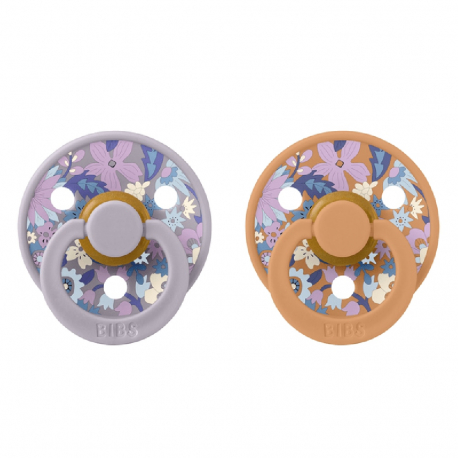 Πιπίλες Bibs® x Liberty June Blossom Pumpkin Στρογγυλή No2, σετ των 2