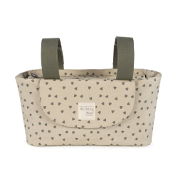 Τσάντα οργάνωσης καροτσιού Walking Mum® Poppy Olive Hearts