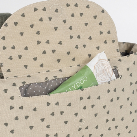 Τσάντα οργάνωσης καροτσιού Walking Mum® Poppy Olive Hearts