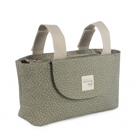 Τσάντα οργάνωσης καροτσιού Walking Mum® Poppy Olive πουά