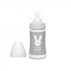 Suavinex μπιμπερό Hygge Grey Stripes Rabbit με θηλή Round 270ml (1τμχ)