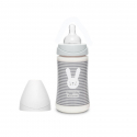 Suavinex μπιμπερό Hygge Grey Stripes Rabbit με θηλή Round 270ml (1τμχ)