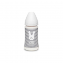 Suavinex μπιμπερό Hygge Grey Stripes Rabbit με θηλή Round 270ml (1τμχ)