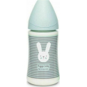 Suavinex μπιμπερό Hygge Mint Stripes Rabbit με θηλή Round 270 ml 0m+ (1τμχ)