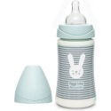 Suavinex μπιμπερό Hygge Baby Mint Stripes Rabbit με θηλή Round 270 ml 0M+