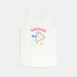 Okaidi Debardeur motifs imprimes et sequins blanc Fille