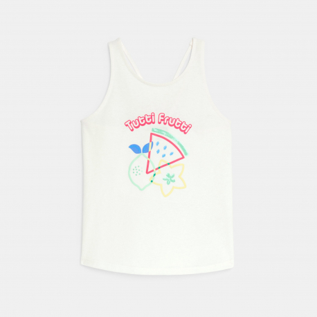 Okaidi Debardeur motifs imprimes et sequins blanc Fille