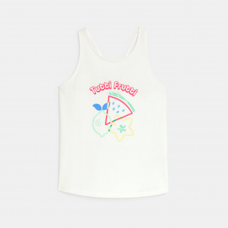 Okaidi Debardeur motifs imprimes et sequins blanc Fille