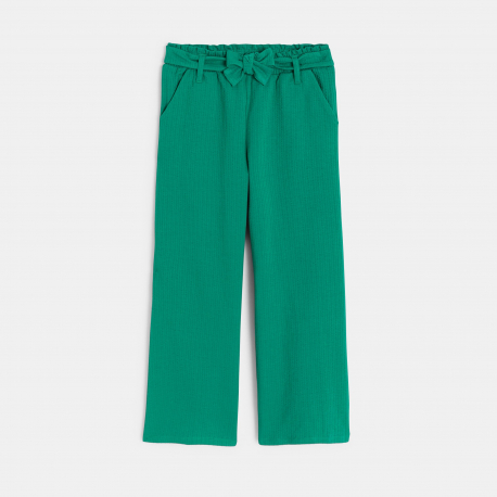 Okaidi Pantalon large ceinture vert Fille