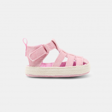 Obaibi Sandales tissu fleurs rose bebe fille