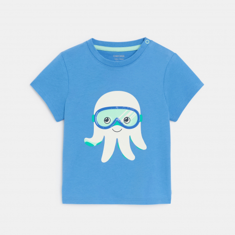 Obaibi T-shirt poulpe bleu bebe garcon