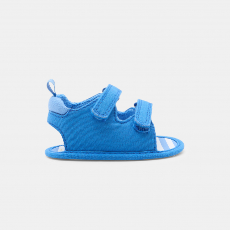Obaibi Sandales tissu a scratch bleu bebe garcon
