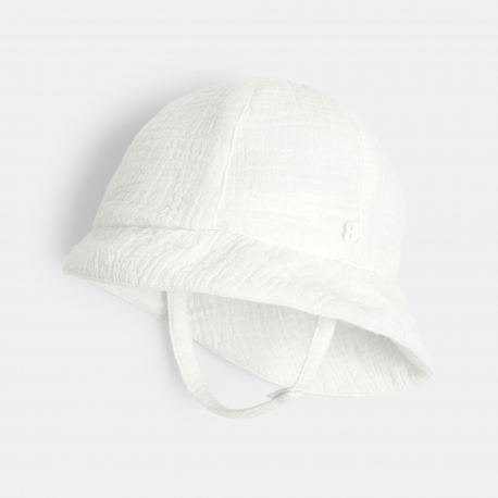 Obaibi Chapeau de soleil gaze de coton blanc bebe mixte