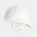 Obaibi Chapeau de soleil gaze de coton blanc bebe mixte