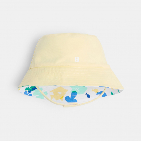Obaibi Chapeau de soleil reversible poissons jaune bebe garcon