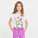 Okaidi T-shirt a manches courtes volantees blanc Fille
