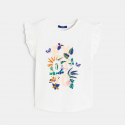 Okaidi T-shirt a manches courtes volantees blanc Fille