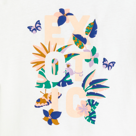 Okaidi T-shirt a manches courtes volantees blanc Fille
