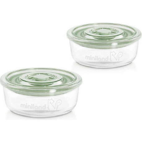 Miniland σετ γυάλινα δοχεία φαγητού Naturround Chip 200 ml και ισοθερμική θήκη