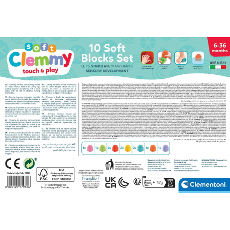 Σετ 10 μαλακά τουβλάκια Baby Clementoni® Soft Clemmy touch &amp; play