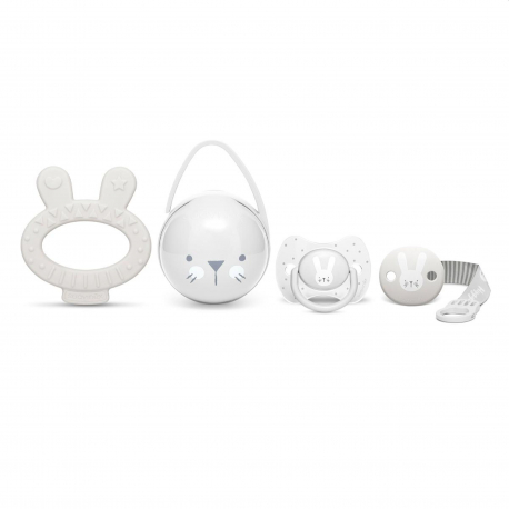 Suavinex σετ δώρου Hygge Baby Set Grey με πιπίλα Premium Physiological 0-6Μ