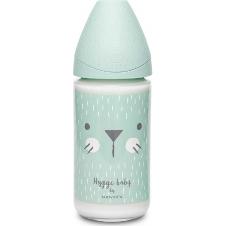 Suavinex μπιμπερό Hygge Mint Whiskers με θηλή Round 240ml 0m+ (1τμχ)