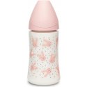 Suavinex μπιμπερό Hygge Pink Stripes Rabbit με θηλή Round 270 ml 0m+ (1τμχ)