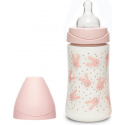 Suavinex μπιμπερό Hygge Pink Stripes Rabbit με θηλή Round 270 ml 0m+ (1τμχ)